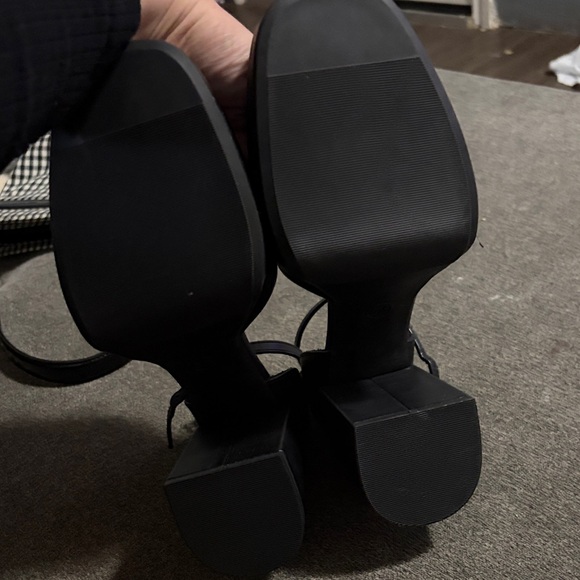 wild fable Black Chunky Platform Ankle-Strap Heels - Picture 4 of 6